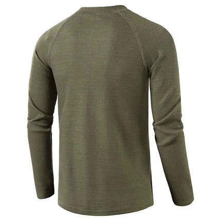 Men's Henley Shirt in Slim Fit – Waffle-Textured Long-Sleeve Cut