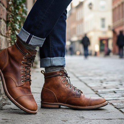 Men's Heritage Leather Boots – Classic Lace-Up Ankle Style