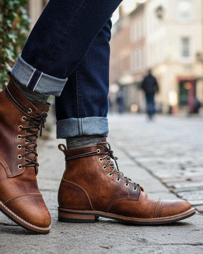 Men's Heritage Leather Boots – Classic Lace-Up Ankle Style