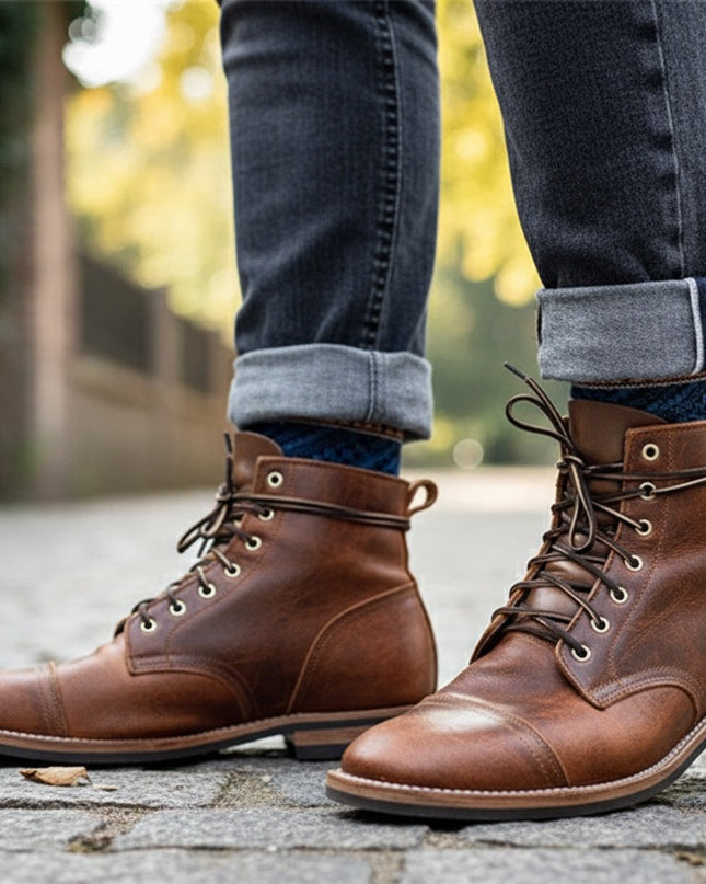 Men's Heritage Leather Boots – Classic Lace-Up Ankle Style