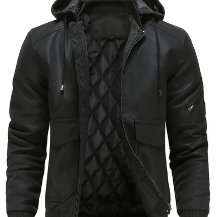 Men's Hooded Bomber Jacket with Quilted Inner Lining