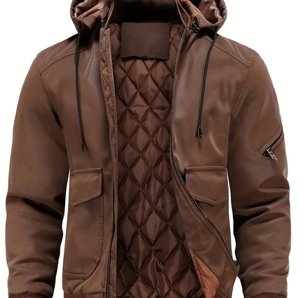 Men's Hooded Bomber Jacket with Quilted Inner Lining