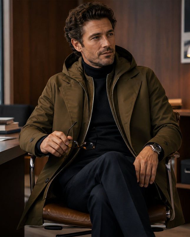 Men's Hooded Parka Coat – Long Waterproof Everyday Layer