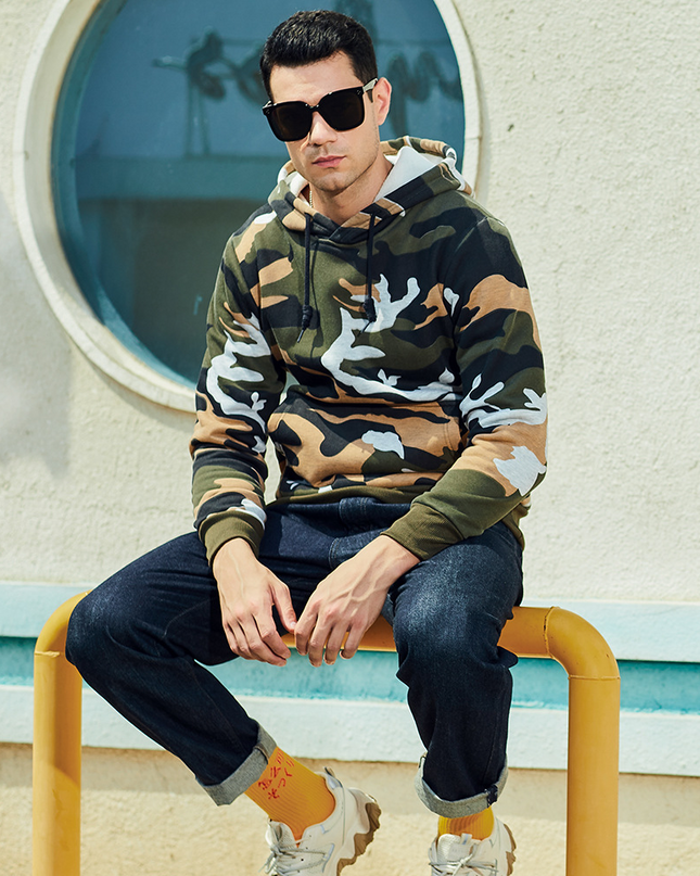 Men's Hoodie in Regular Fit – Camouflage Pullover