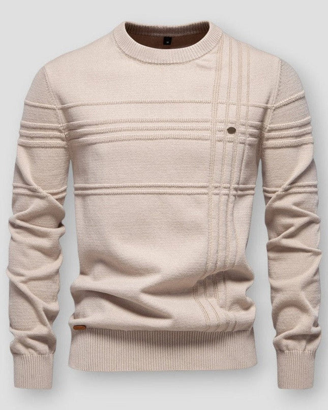 Men's Jumper in Regular Crew-Neck Cut – Textured Heritage Knit