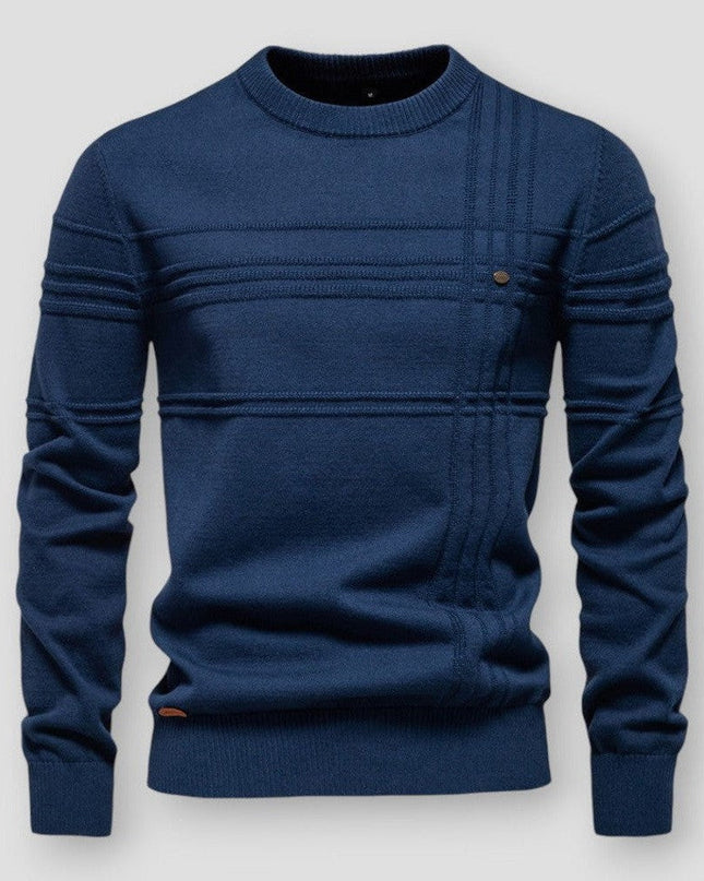 Men's Jumper in Regular Crew-Neck Cut – Textured Heritage Knit