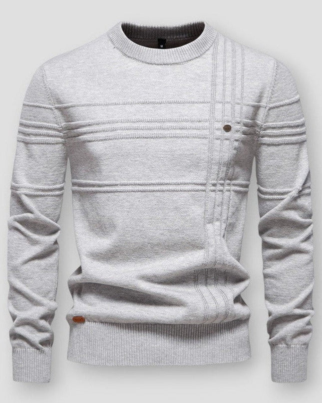 Men's Jumper in Regular Crew-Neck Cut – Textured Heritage Knit