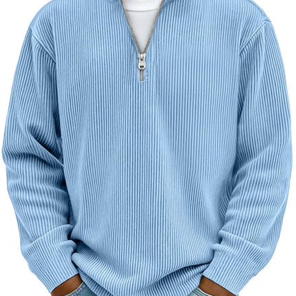 Men's Jumper in Relaxed Fit – Ribbed Quarter-Zip Pullover