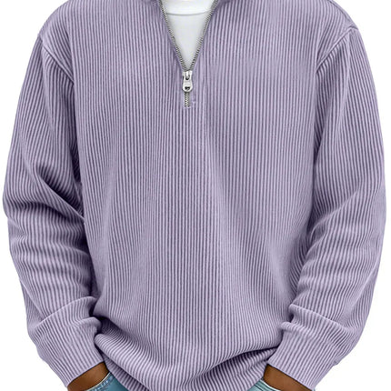 Men's Jumper in Relaxed Fit – Ribbed Quarter-Zip Pullover