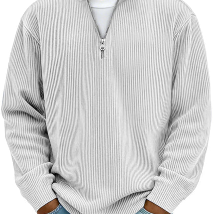 Men's Jumper in Relaxed Fit – Ribbed Quarter-Zip Pullover