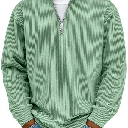 Men's Jumper in Relaxed Fit – Ribbed Quarter-Zip Pullover