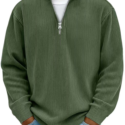Men's Jumper in Relaxed Fit – Ribbed Quarter-Zip Pullover