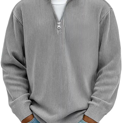 Men's Jumper in Relaxed Fit – Ribbed Quarter-Zip Pullover