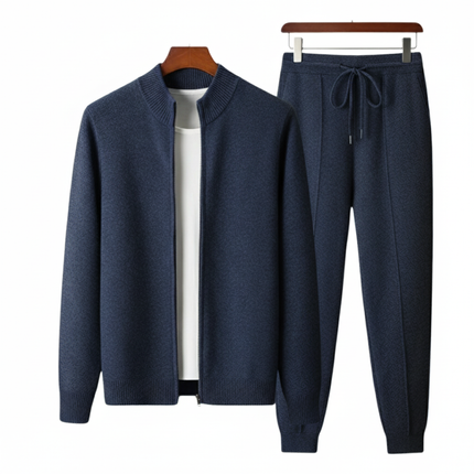 Men's Knit Tracksuit Set – Zip-Up Jacket & Tapered Joggers