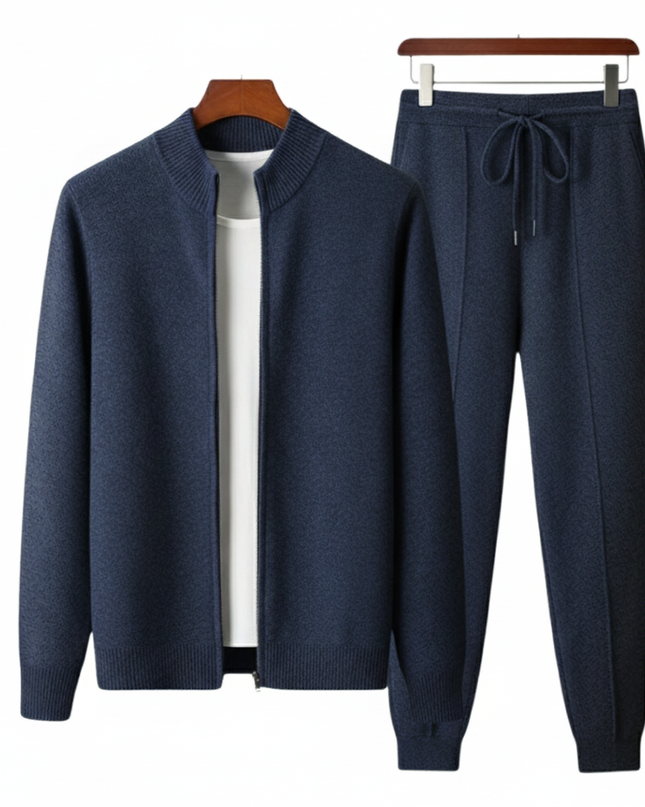 Men's Knit Tracksuit Set – Zip-Up Jacket & Tapered Joggers