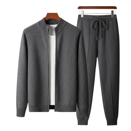 Men's Knit Tracksuit Set – Zip-Up Jacket & Tapered Joggers