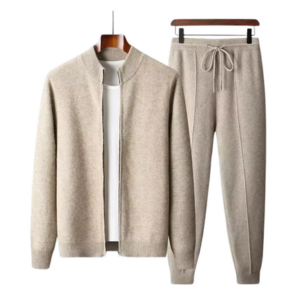 Men's Knit Tracksuit Set – Zip-Up Jacket & Tapered Joggers