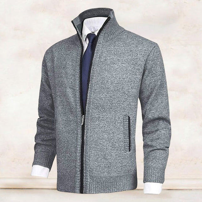Men's Knitted Zip Jacket – Stand Collar Smart Casual Layer