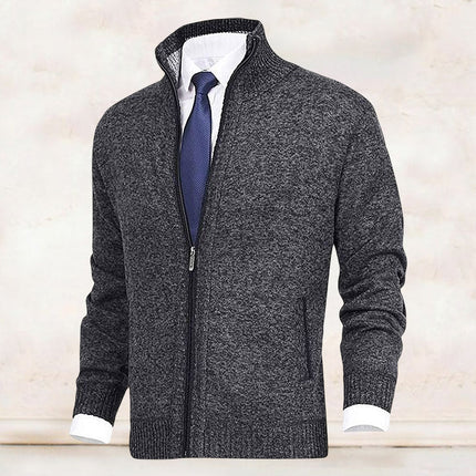 Men's Knitted Zip Jacket – Stand Collar Smart Casual Layer