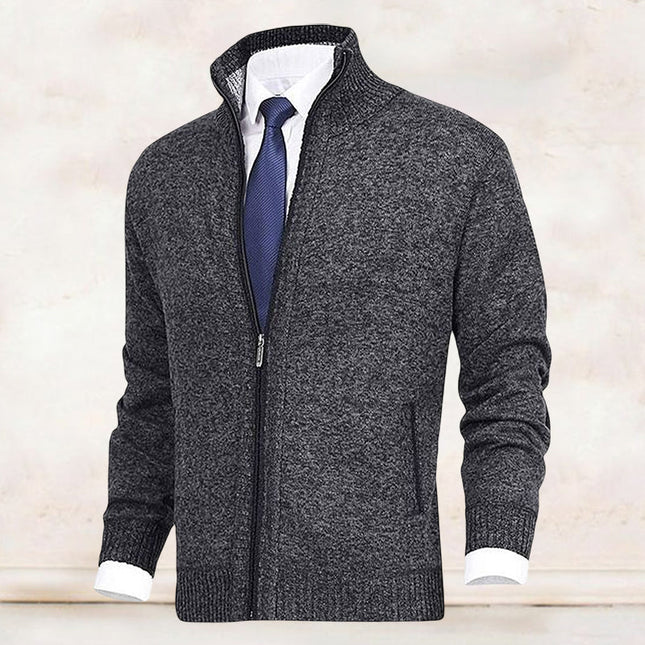 Men's Knitted Zip Jacket – Stand Collar Smart Casual Layer