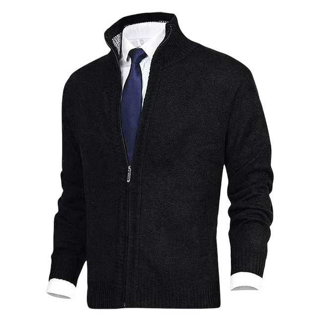 Men's Knitted Zip Jacket – Stand Collar Smart Casual Layer