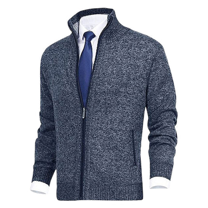 Men's Knitted Zip Jacket – Stand Collar Smart Casual Layer