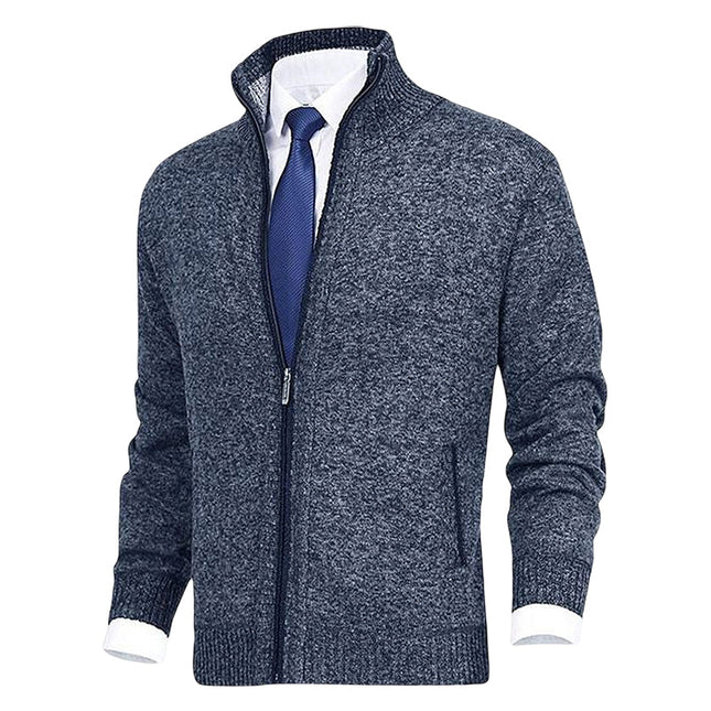 Men's Knitted Zip Jacket – Stand Collar Smart Casual Layer