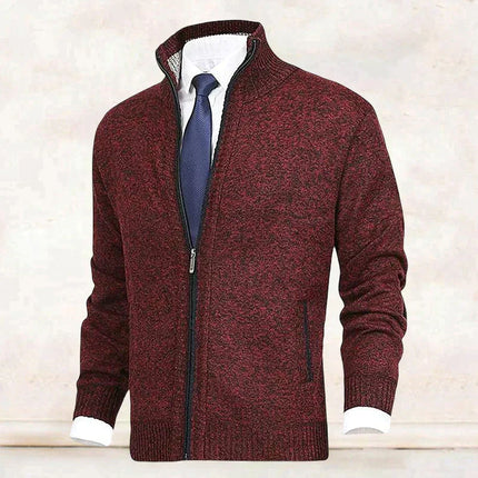 Men's Knitted Zip Jacket – Stand Collar Smart Casual Layer