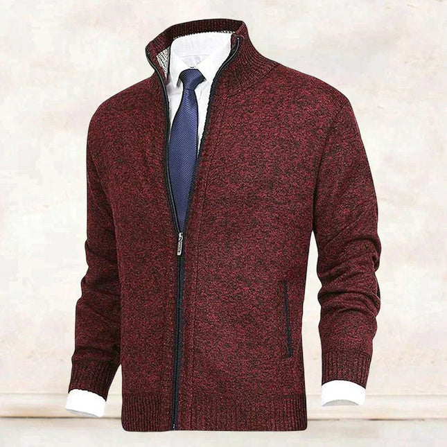 Men's Knitted Zip Jacket – Stand Collar Smart Casual Layer