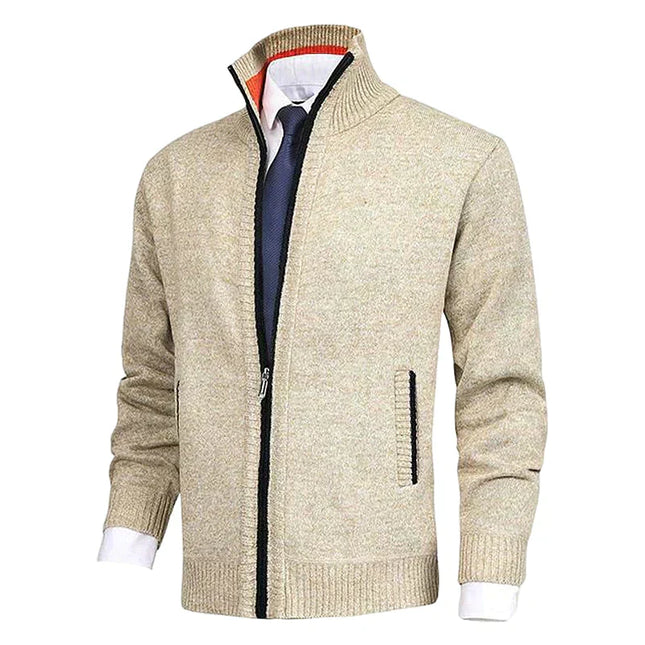Men's Knitted Zip Jacket – Stand Collar Smart Casual Layer