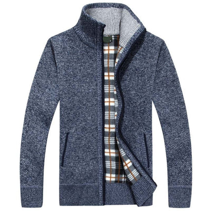 Men's Knitted Zip Jacket – Stand Collar Warm Everyday Layer