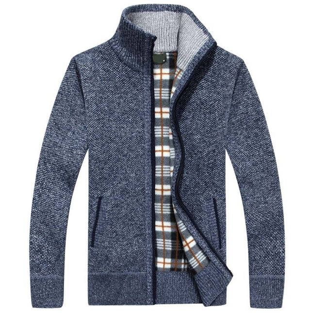 Men's Knitted Zip Jacket – Stand Collar Warm Everyday Layer