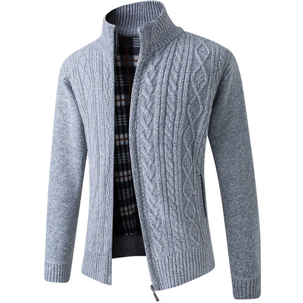 Men's Knitted Zip Jacket – Stand Collar Warm Everyday Layer