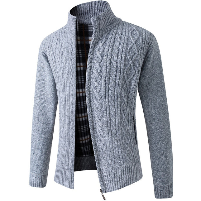 Men's Knitted Zip Jacket – Stand Collar Warm Everyday Layer