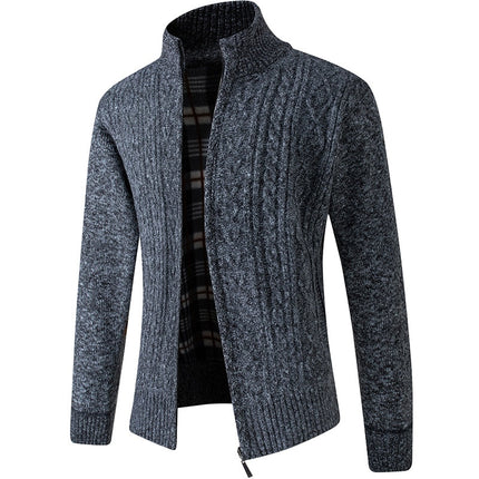 Men's Knitted Zip Jacket – Stand Collar Warm Everyday Layer