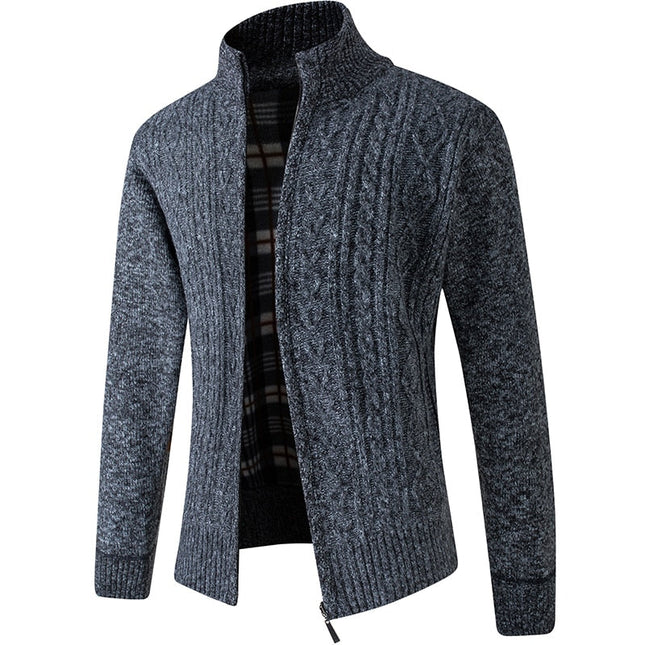 Men's Knitted Zip Jacket – Stand Collar Warm Everyday Layer