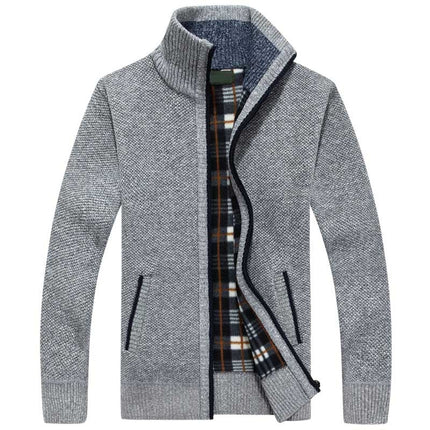 Men's Knitted Zip Jacket – Stand Collar Warm Everyday Layer