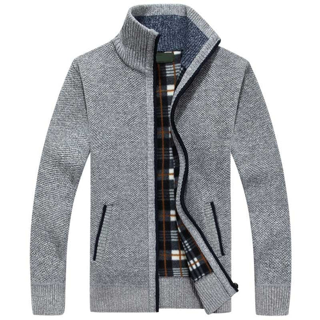 Men's Knitted Zip Jacket – Stand Collar Warm Everyday Layer
