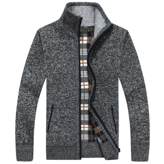 Men's Knitted Zip Jacket – Stand Collar Warm Everyday Layer
