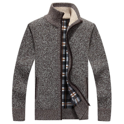 Men's Knitted Zip Jacket – Stand Collar Warm Everyday Layer