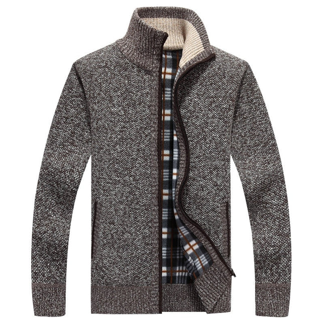 Men's Knitted Zip Jacket – Stand Collar Warm Everyday Layer