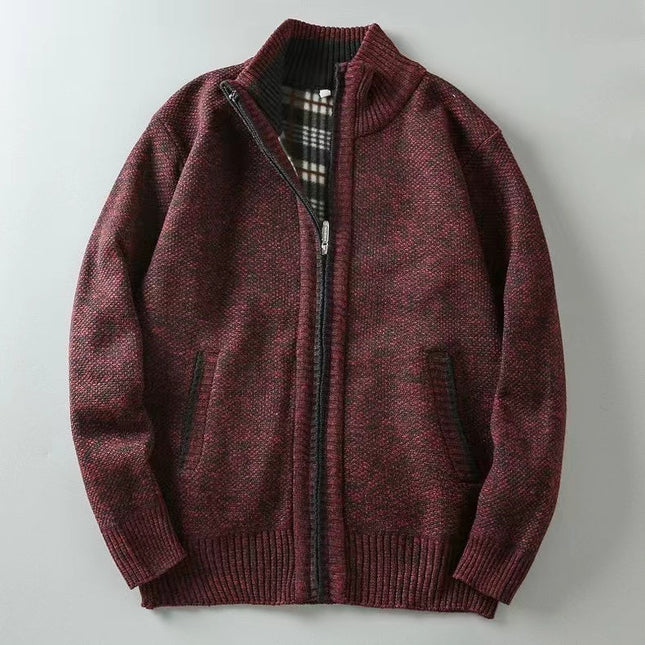Men's Knitted Zip Jacket – Stand Collar Warm Everyday Layer