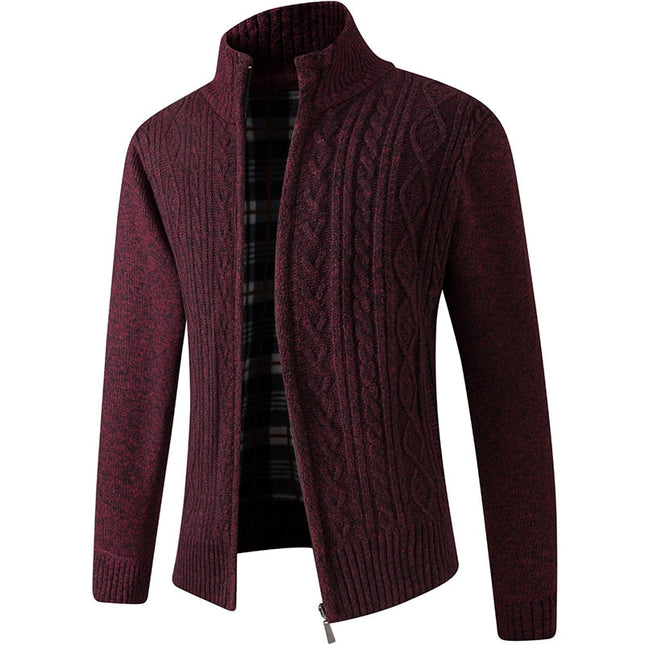 Men's Knitted Zip Jacket – Stand Collar Warm Everyday Layer