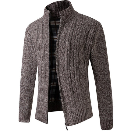 Men's Knitted Zip Jacket – Stand Collar Warm Everyday Layer