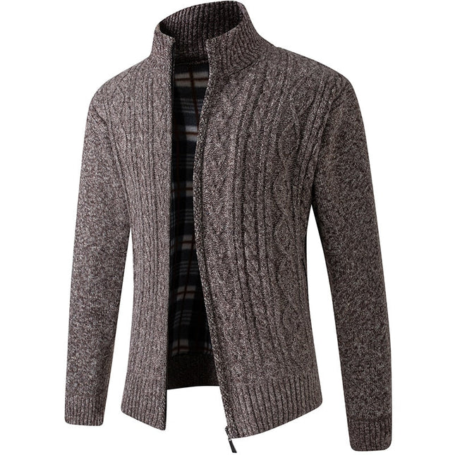 Men's Knitted Zip Jacket – Stand Collar Warm Everyday Layer