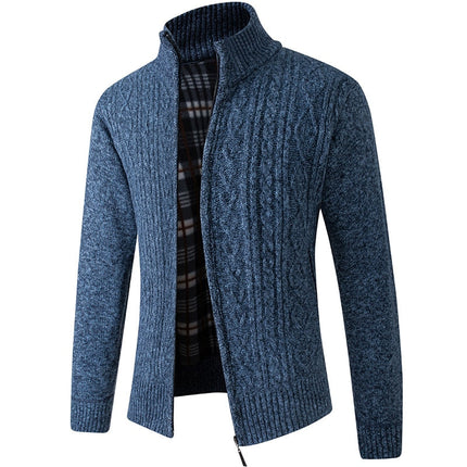 Men's Knitted Zip Jacket – Stand Collar Warm Everyday Layer