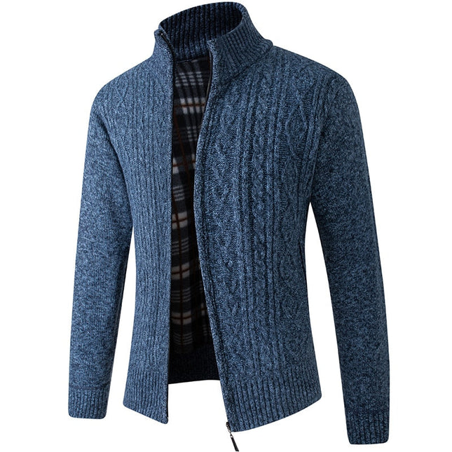Men's Knitted Zip Jacket – Stand Collar Warm Everyday Layer