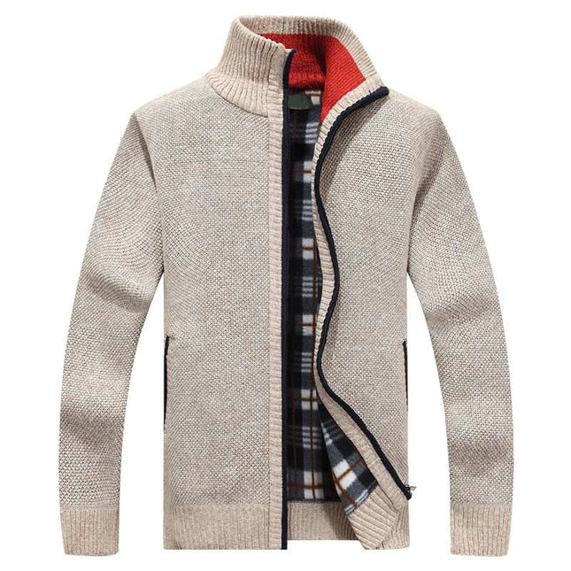Men's Knitted Zip Jacket – Stand Collar Warm Everyday Layer