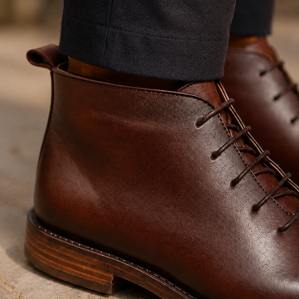 Men's Leather Ankle Boots in Refined Lace-Up Cut – Classic Profile