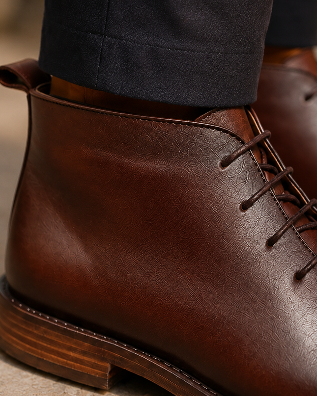 Men's Leather Ankle Boots in Refined Lace-Up Cut – Classic Profile